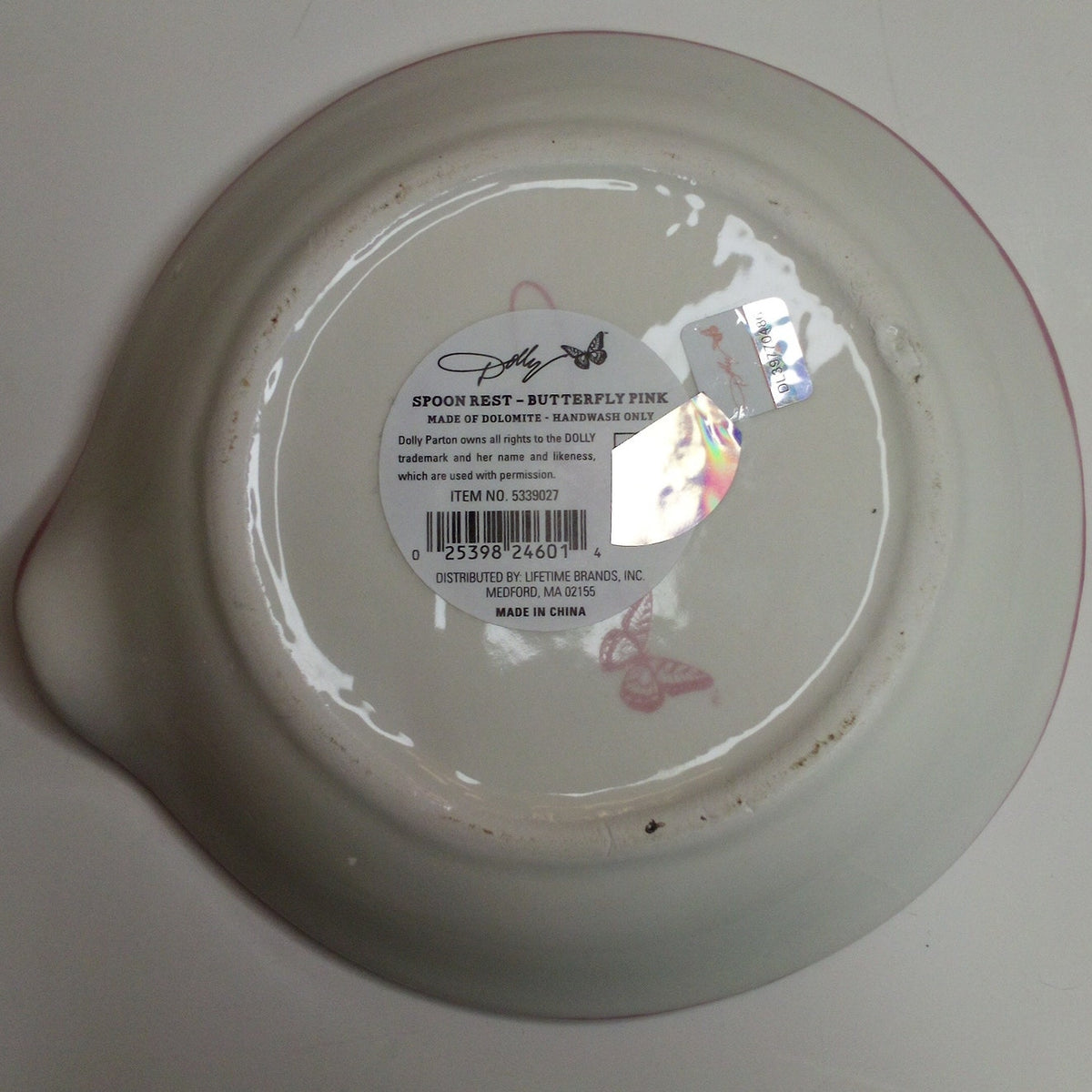 Dolly Parton Butterfly Pink Dolomite Stoneware Spoon Rest - Kitchen Decor