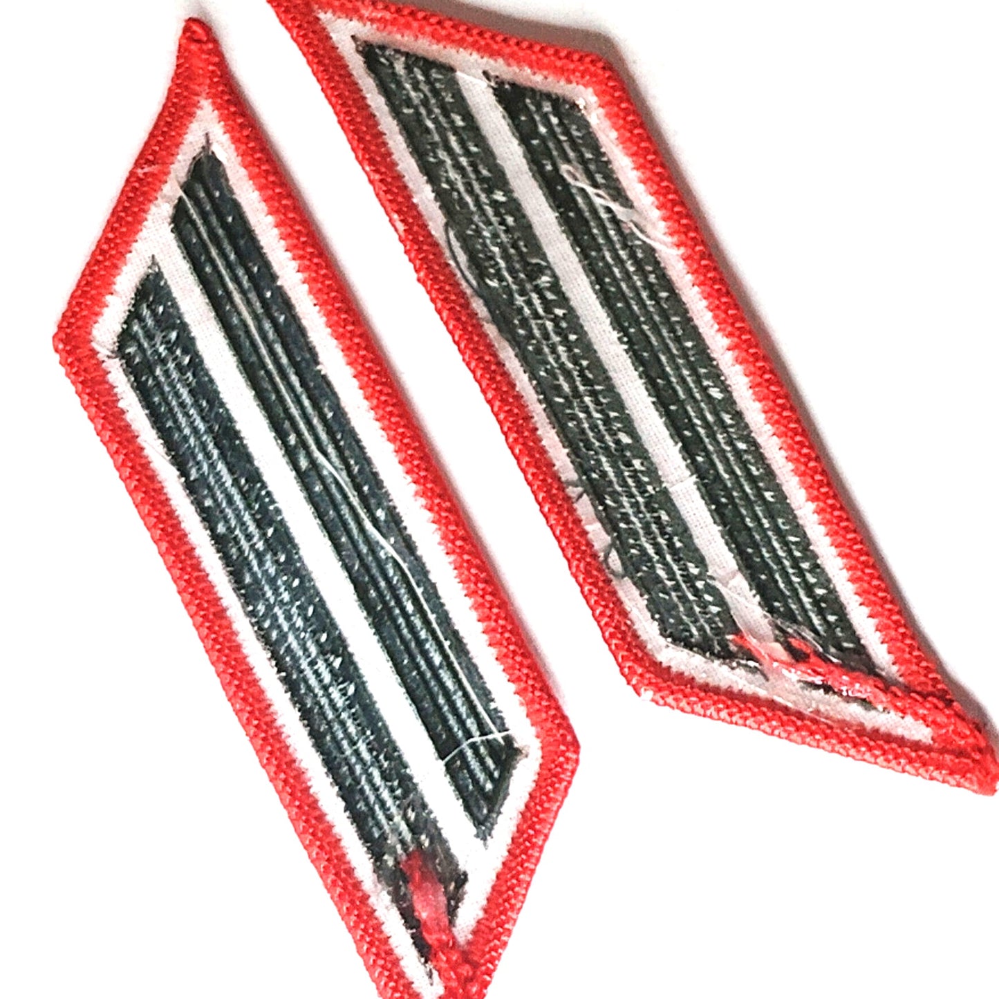 USMC 8-Year Service Stripes Hashmarks Green on Red Sew-On Pair 4.25 x 1.13