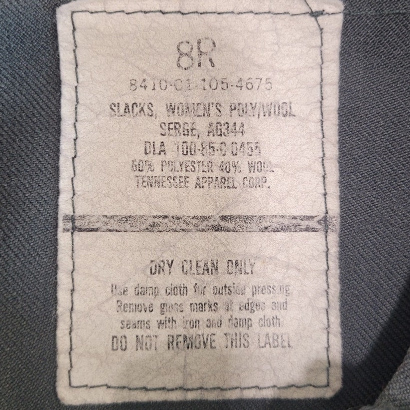 Women’s Uniform Pants - Size 8R - Poly/Wool Serge - Shade AG-344, Made in USA