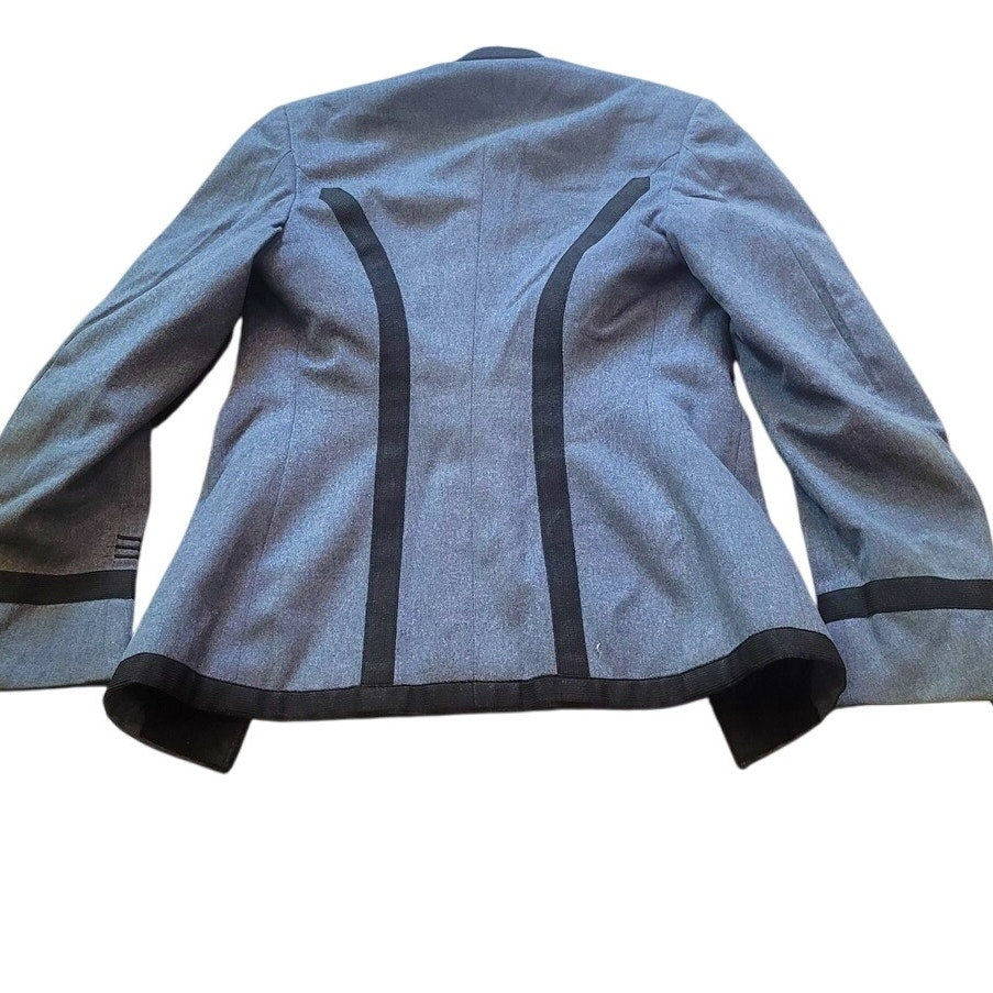 Vintage 1950s West Point Cadet Jacket – Size 37L – Gray Wool Blend with Black Trim & White Collar