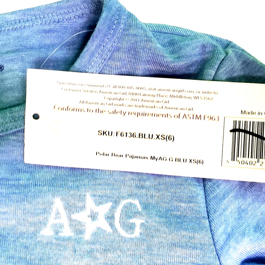 American Girl, 6, Polar Bear Pajama Set, Blue, 6, NWT