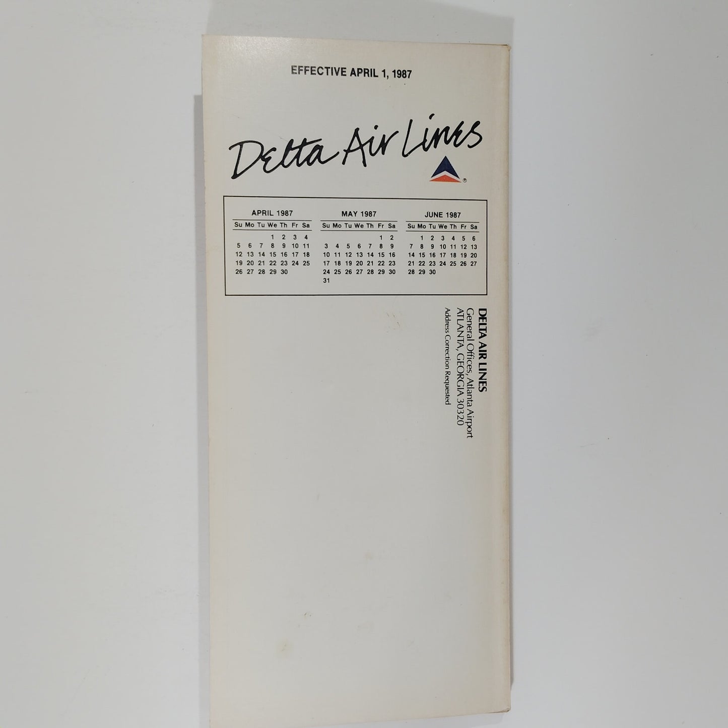 Delta Air Lines Timetable – April 1, 1987 – Western Merger Cover – 393 Pages