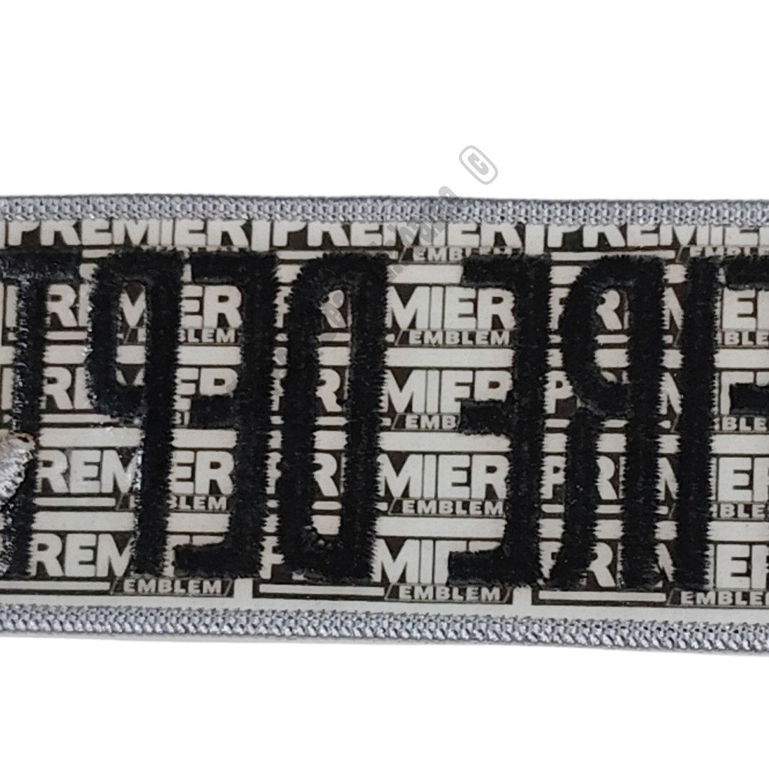 NOS, Fire Dept., Black Text on Silver, Iron or Sew-On Embroidered Patch, 4"W x 2"H