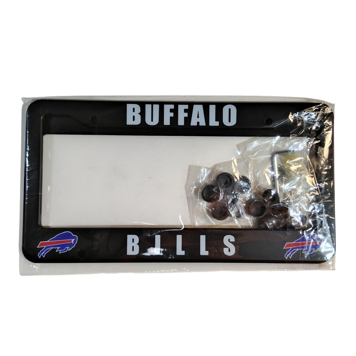 NFL Black Chrome License Plate Frame – 12" x 6" – 2 Pack Front & Rear – Official Team Inserts