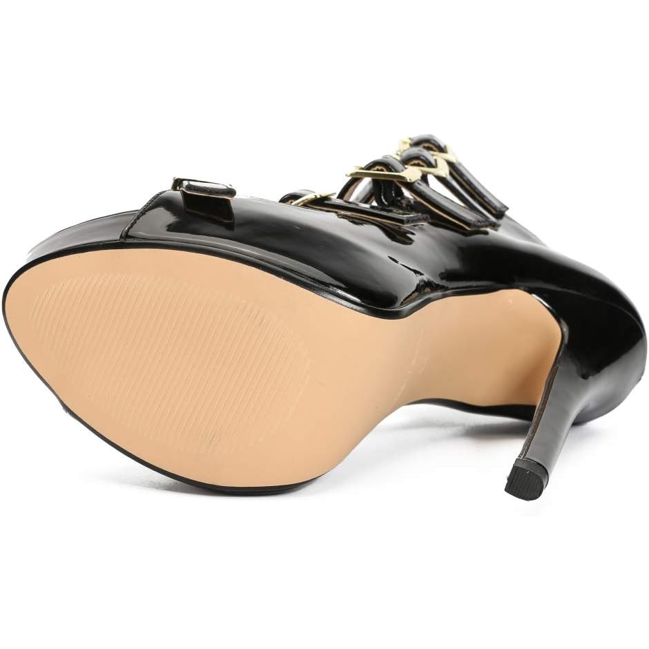 Size 10 Women / 8.5 Men, Sandals Platform Parallel Straps Stiletto High Heels