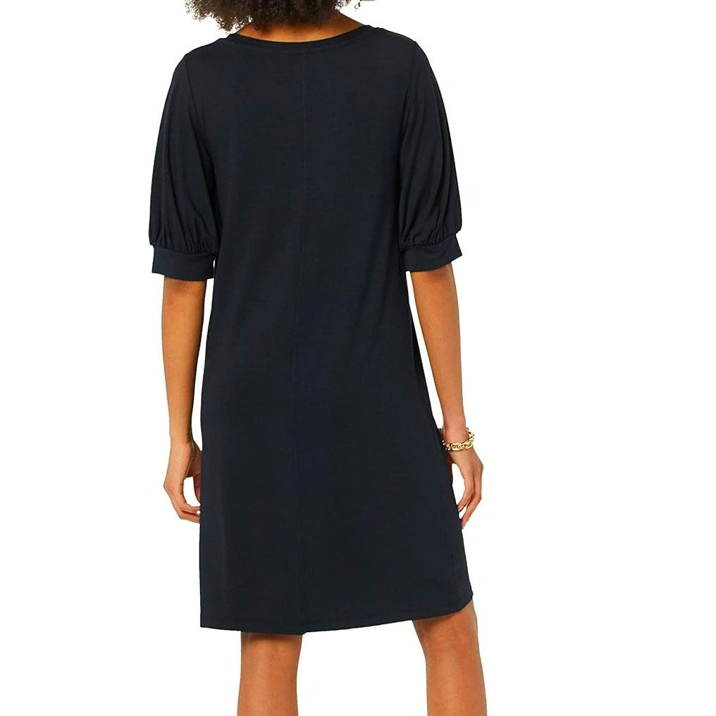 Aware Women's Modal Elbow Length Puff Sleeve T-Shirt Dress, Black, 7XL, 7-XL