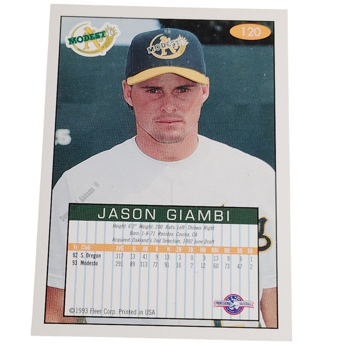 Jason Giambi, Modesto Athletics, No. 120, 93-94 Fleer Excel Minor Leagues