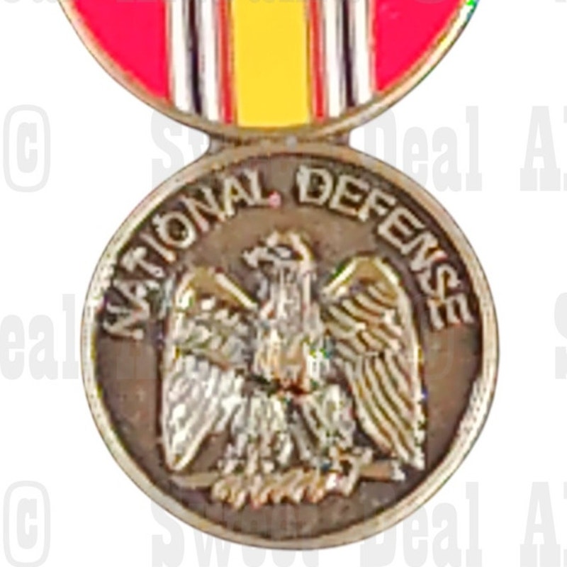 National Defense Mini Medal Hat, Lapel Collectors Pin 1-1/8"H x 3/4"W