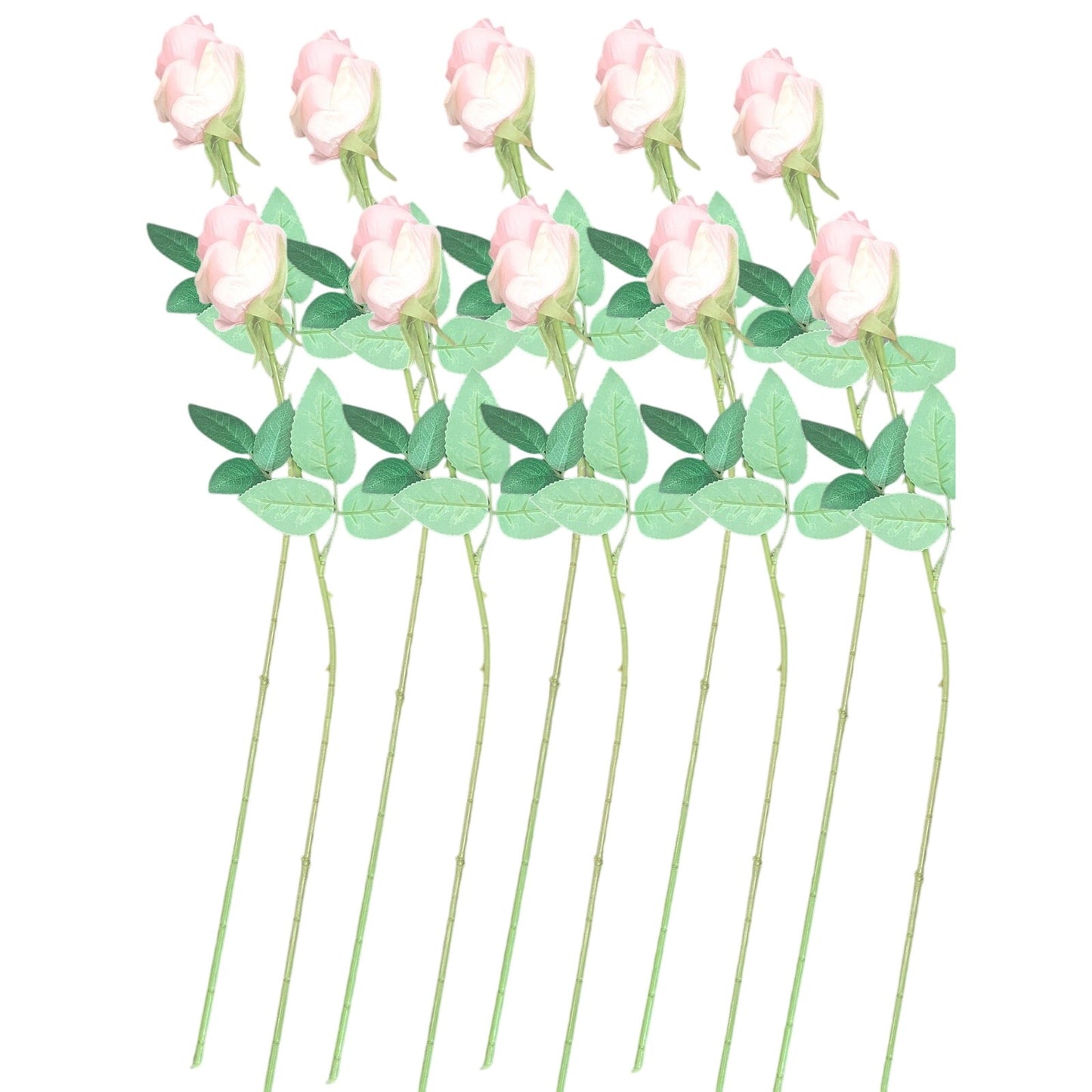 10pcs Pink Roses Artificial Flowers Long Stem – Silk Petals, Realistic Look