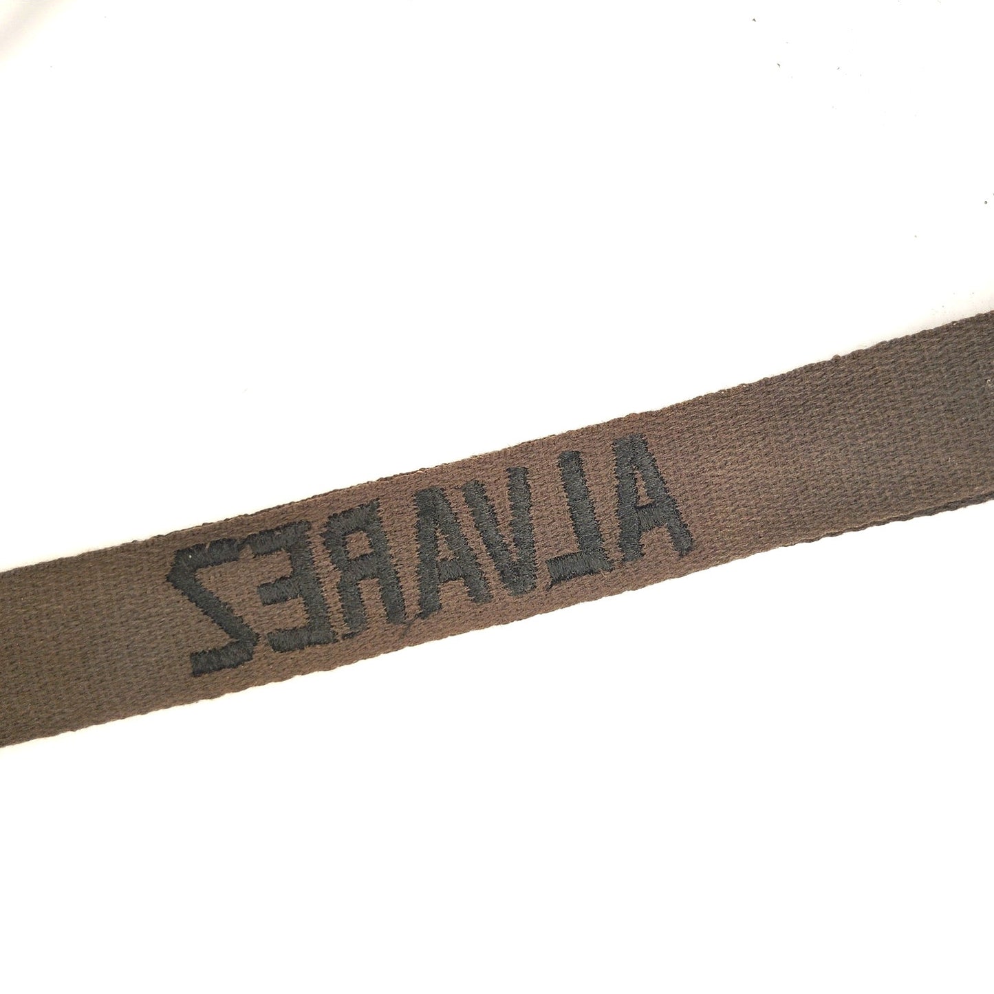 Vintage OD Green Embroidered "ALVAREZ" Uniform Name Tape 8 in. x 1 in. Sew-On