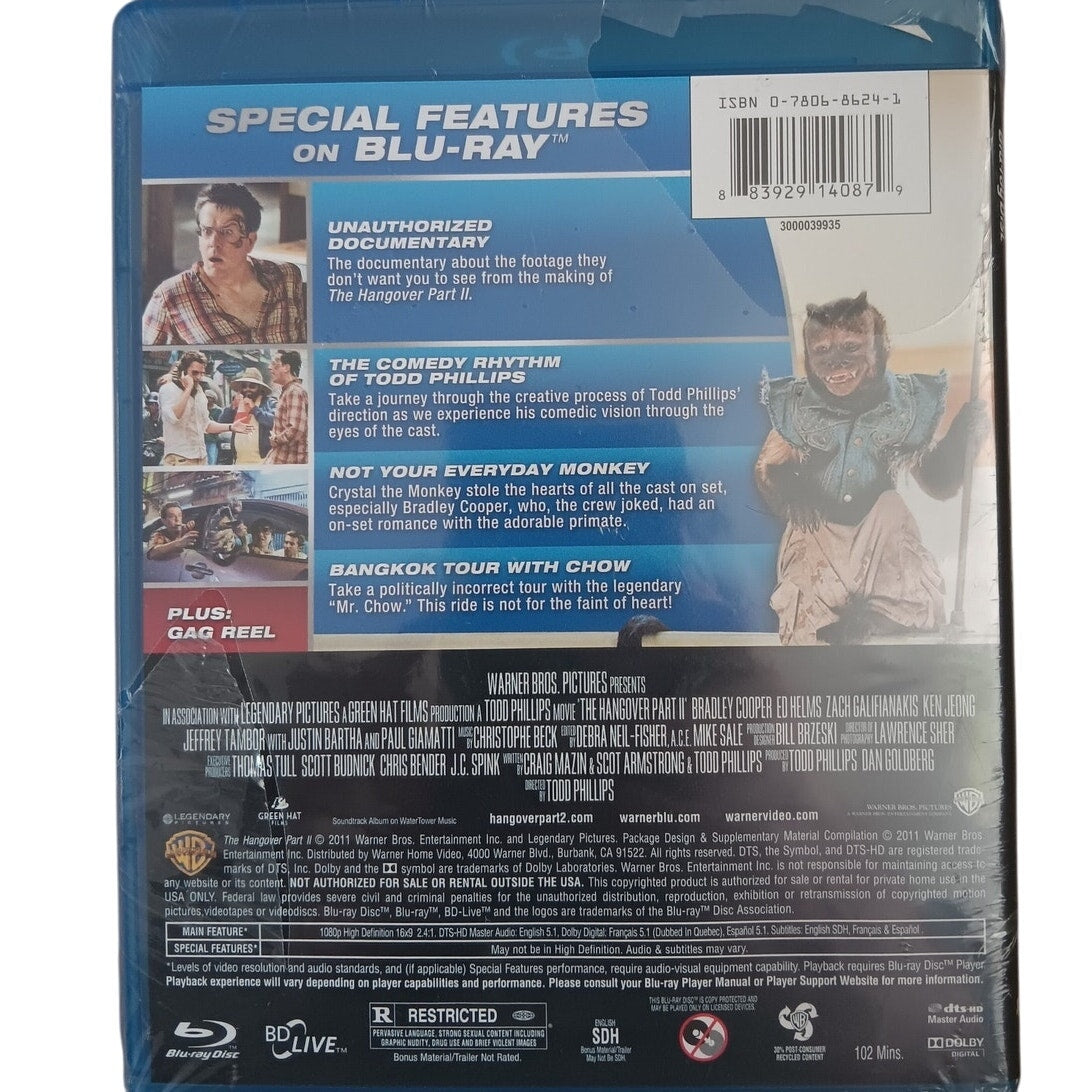 Hangover Part II - Blu-ray, 2011 Comedy Sequel, Bradley Cooper, Ed Helms