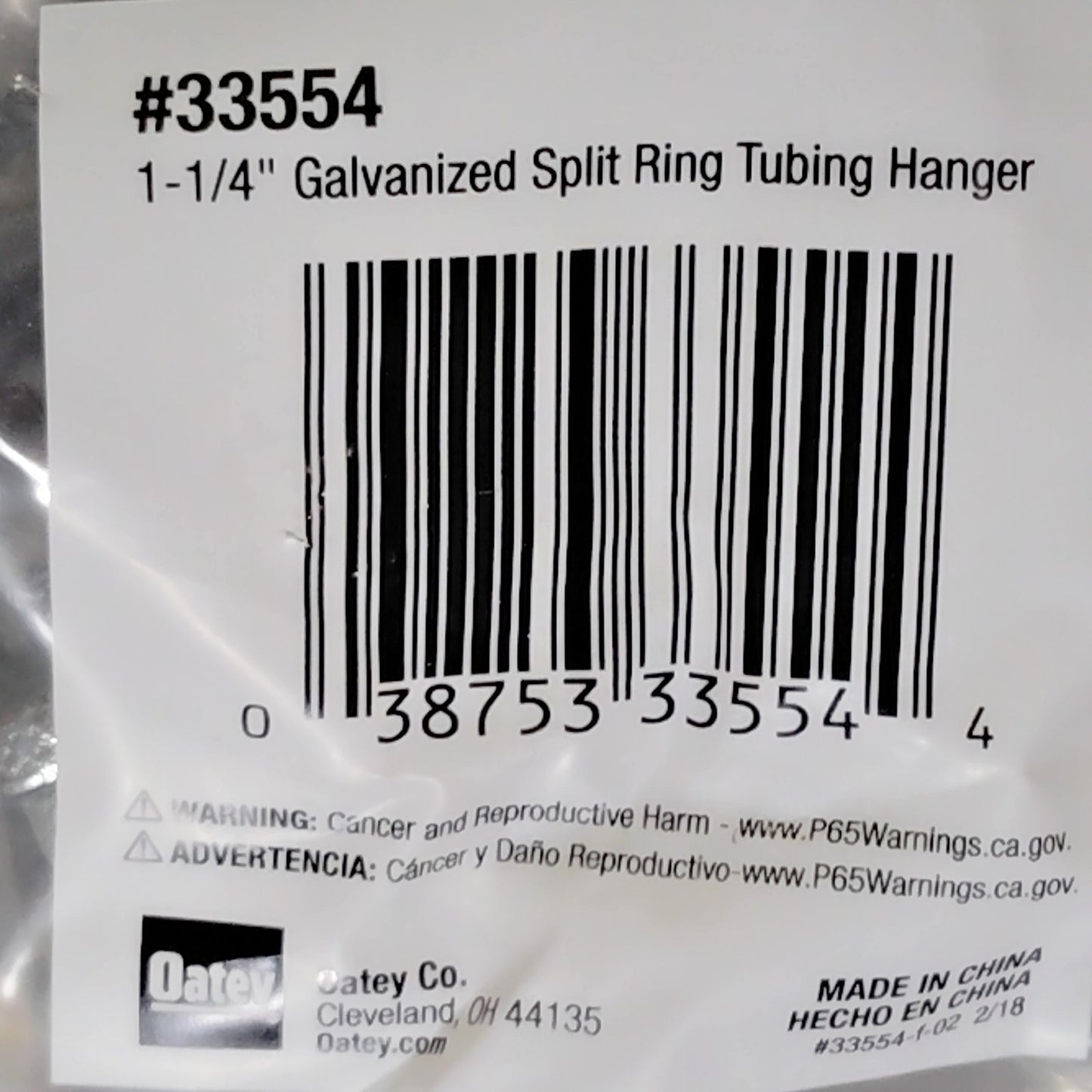 10-Pack Oatey 1-1/4" Galvanized Split Ring Pipe Hangers 335544 W/Bolts, NIB