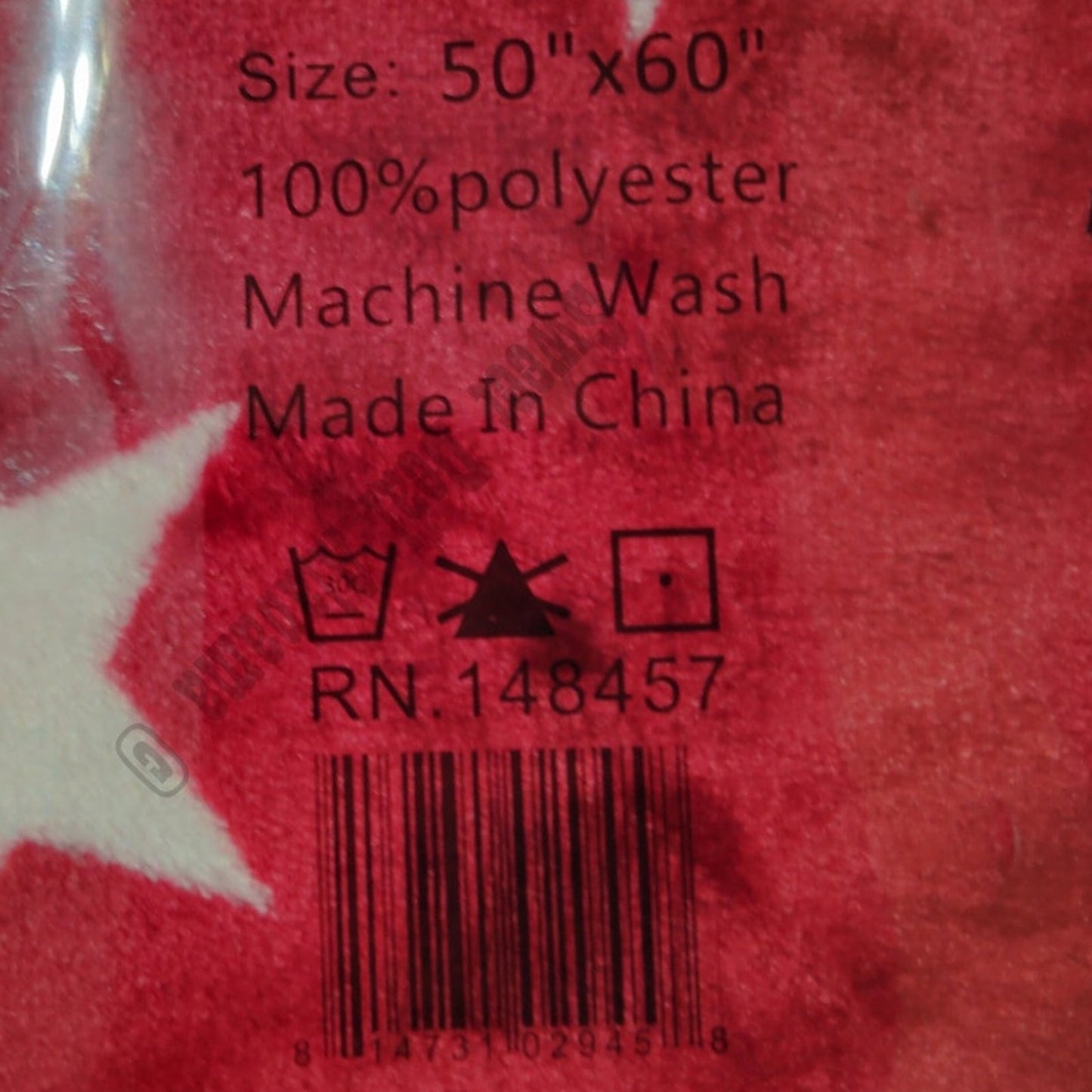 Fleece Throw, Red with Stars, 50"x60", Very Soft and Cuddly, 100% Polyester