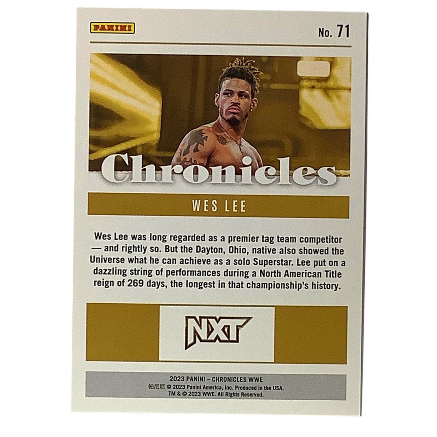 Wes Lee, WWE Card 71, 2023 Panini -Chronicles WWE Collectors Card NM+