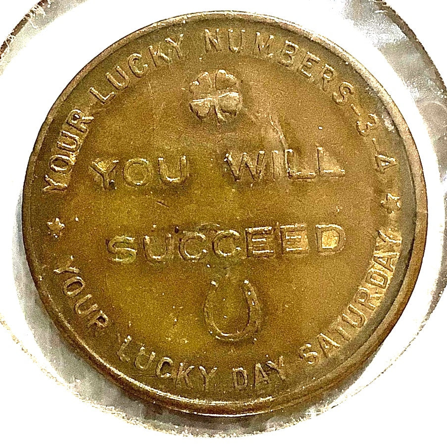 Vintage Good Luck Aquarius Token, Jan 21-Feb19, "You Will Succeed", 15/16"D