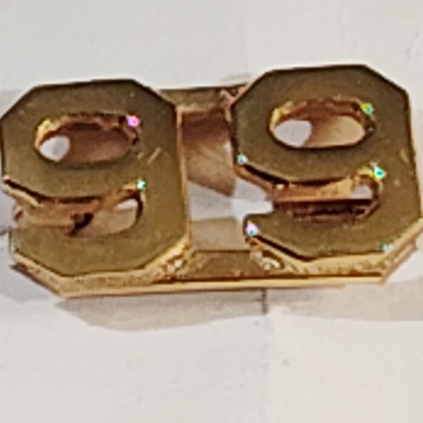 Early/Mid 1900s Brass C-Clasp "99" Collar Device 3/8"H Hat / Lapel Pin