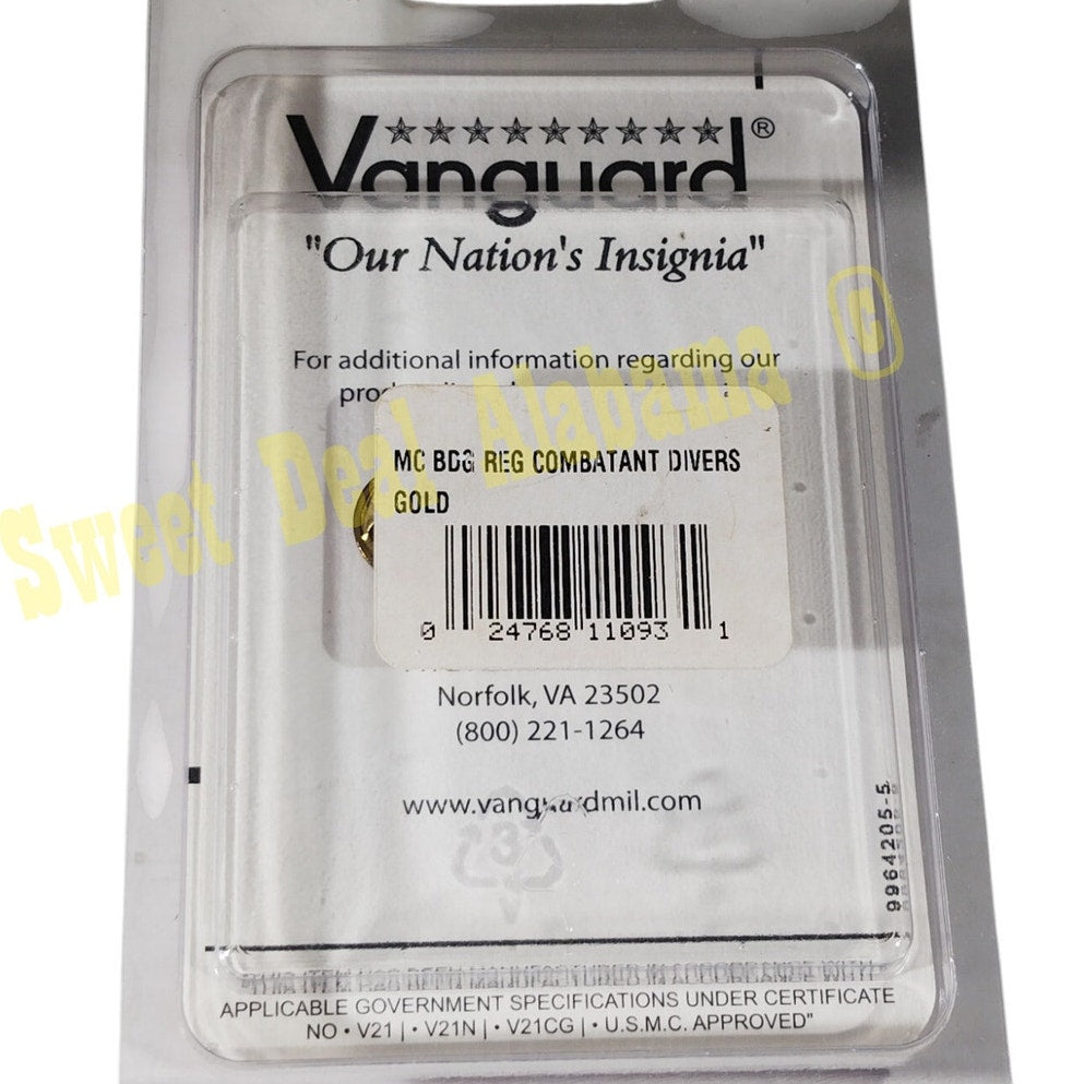 Vanguard Marine Corps Badge Pin: Combatant Divers - Gold, 1"H x 1"W