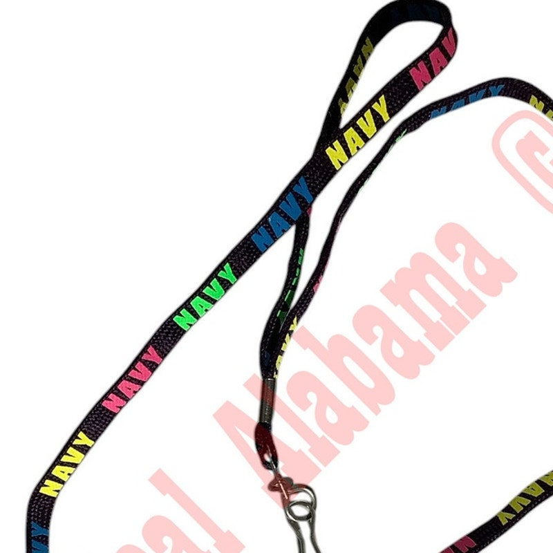 Navy Multi-Color Lanyard, 5/16"W, with End Clip for Badge or Keyring 17"L (34")