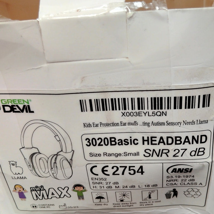 Green Devil Kids Noise Reduction Earmuffs Adjustable LW Foldable SNR 27dB