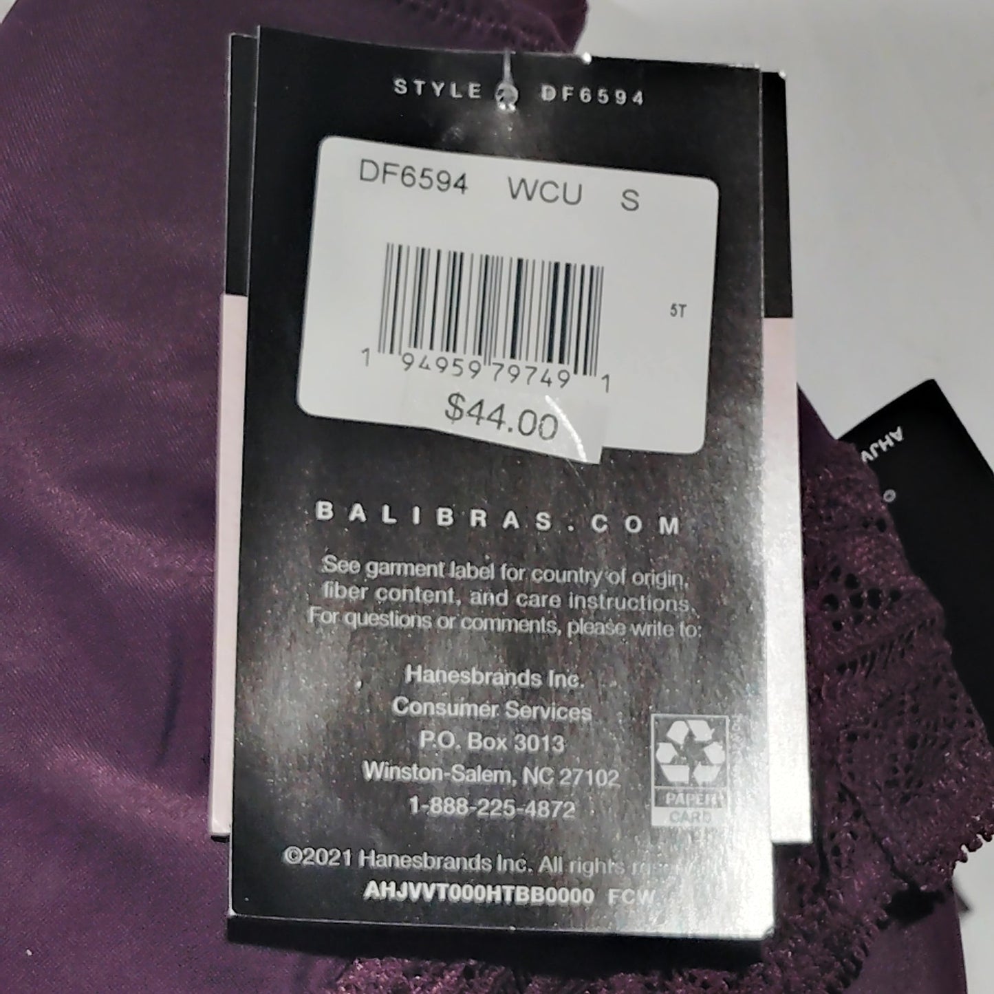 Bali Comfort Revolution Lace Wireless Bralette DF6594 – Blackberry Jam – Small