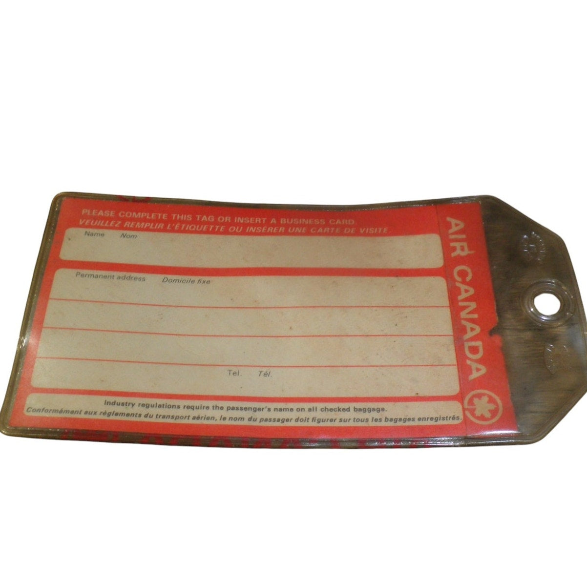 Vintage Air Canada Airlines Baggage ID Tag -Plastic w/ Cardboard Insert (Unused)