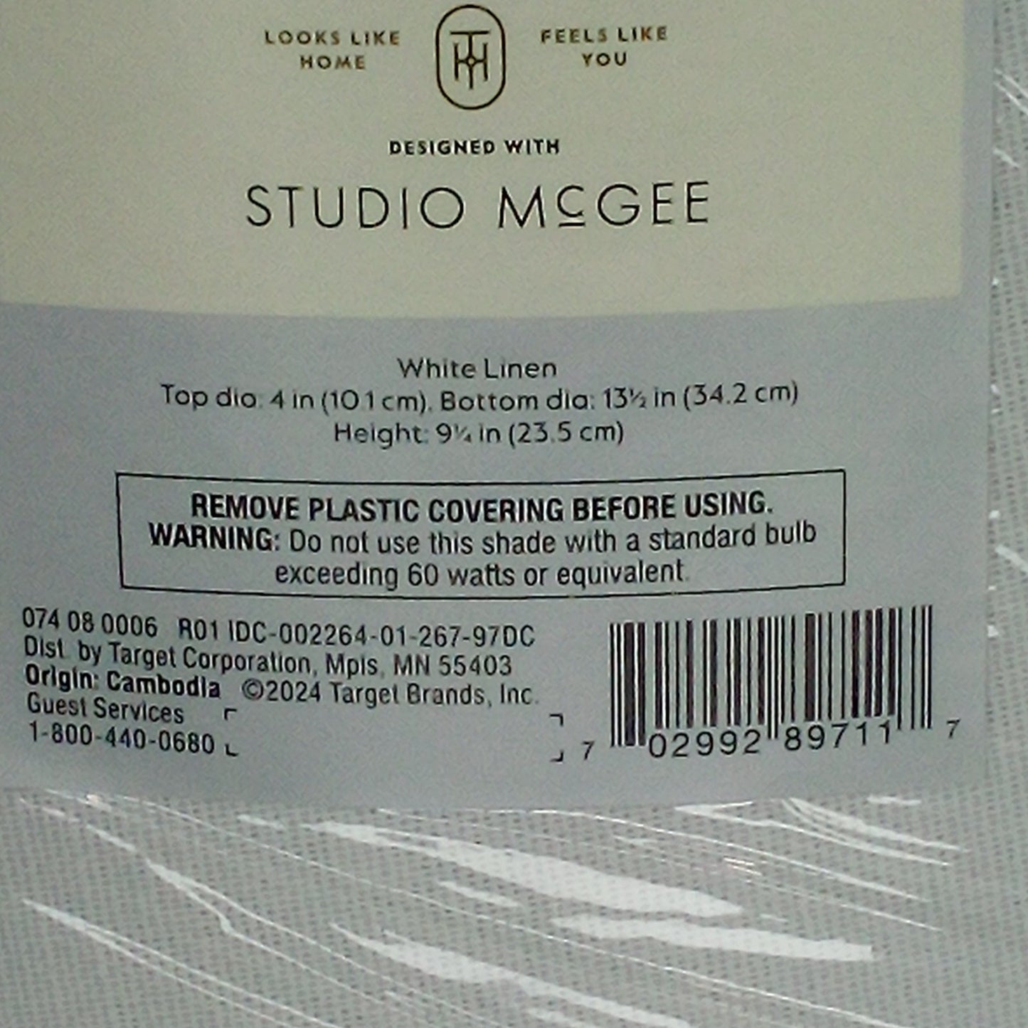 Studio McGee – Taper Linen Lamp Shade – White – Slip‑Uno Fitter – Empire Style