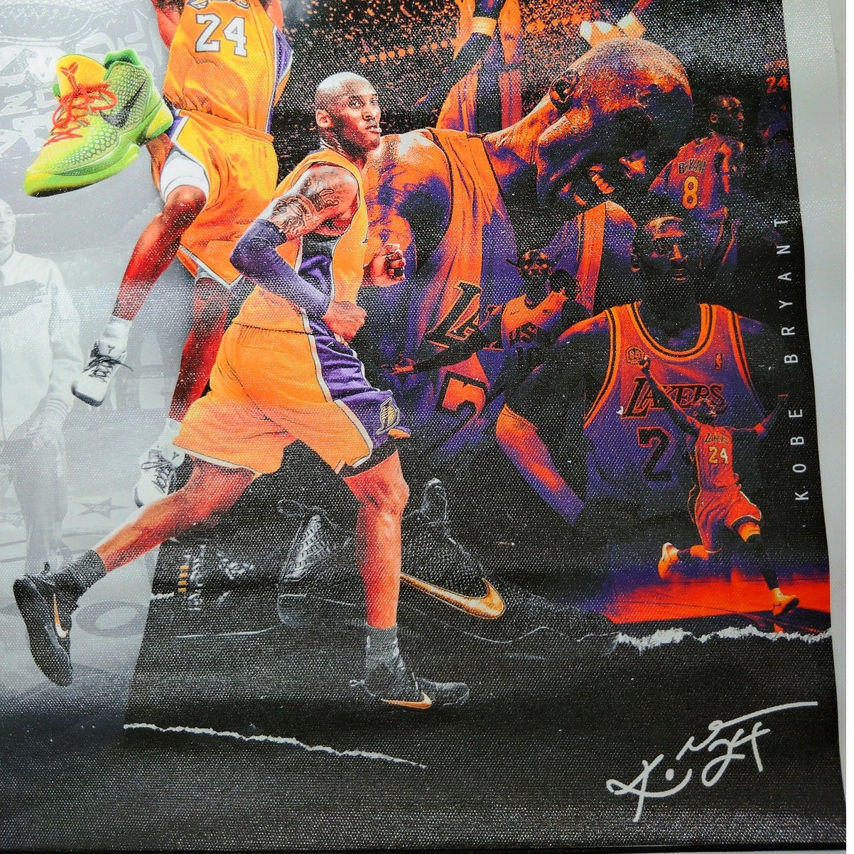Kobe Bryant Black Mamba Poster – Basketball Wall Art Canvas Print 12x18" (Unframed)