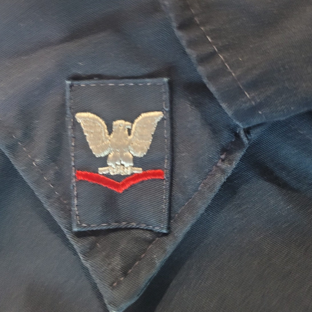 Navy Utility Coverall 48R USS John C. Stennis CVN-74 PO3 & Warfare Insignia