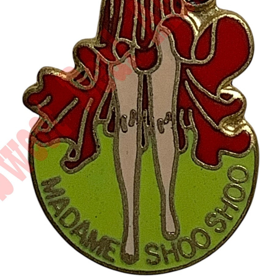 Madame Shoo Shoo Hat, Lapel or Tie Pin 1-3/8"H x 3/4"W WWII Aviator's Nose Art