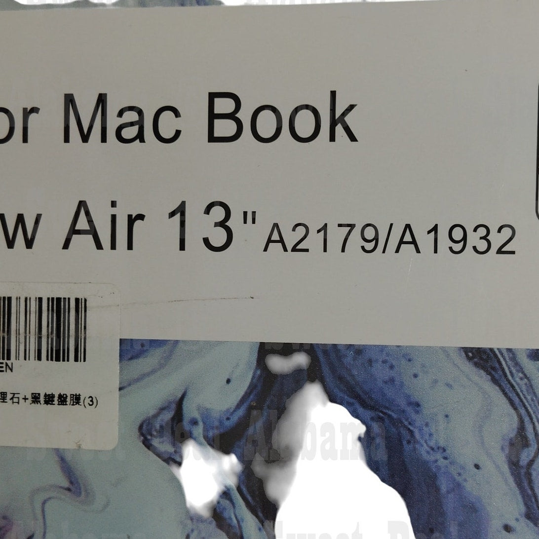 Hard Shell For MacBook Air 13" A2179 / A1932 w/Keyboard Cover, Black/Gray Marble