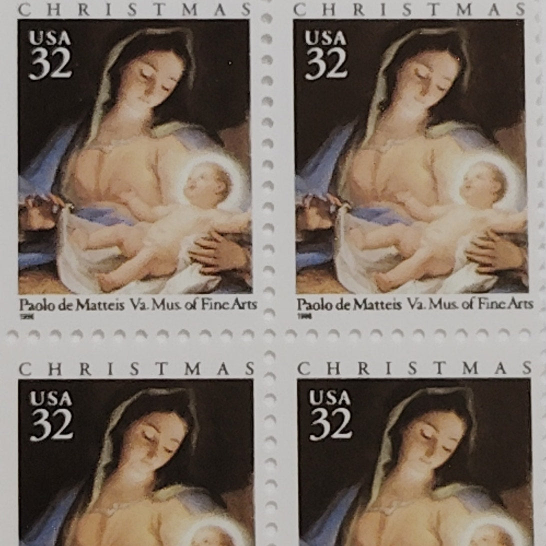 Block of 4 – 1996 USA 32¢ Traditional Christmas MNH Scott 3112 Plate Block