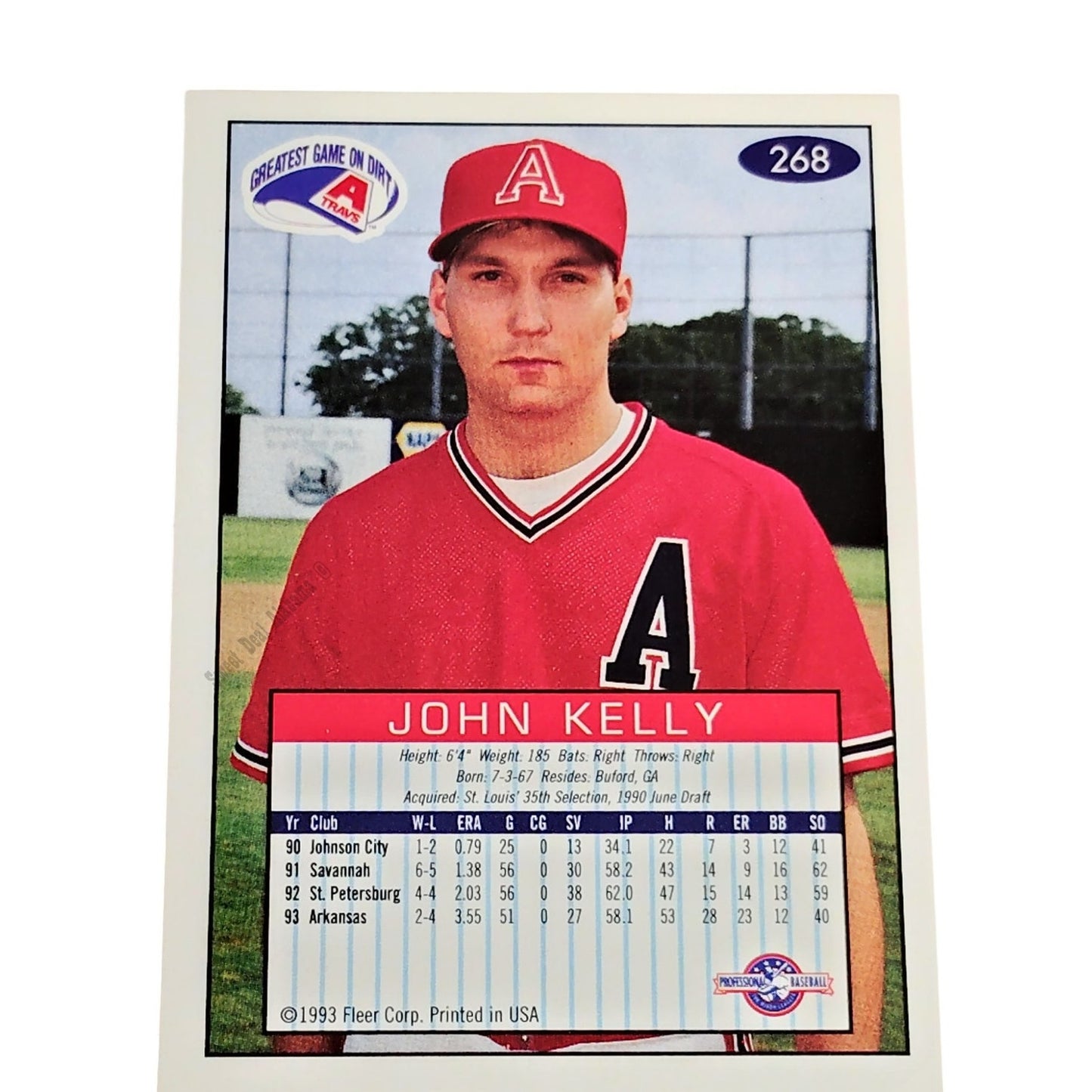 John Kelly, Arkansas Travs, #268, 93-94 Fleer Excel Minor Leagues