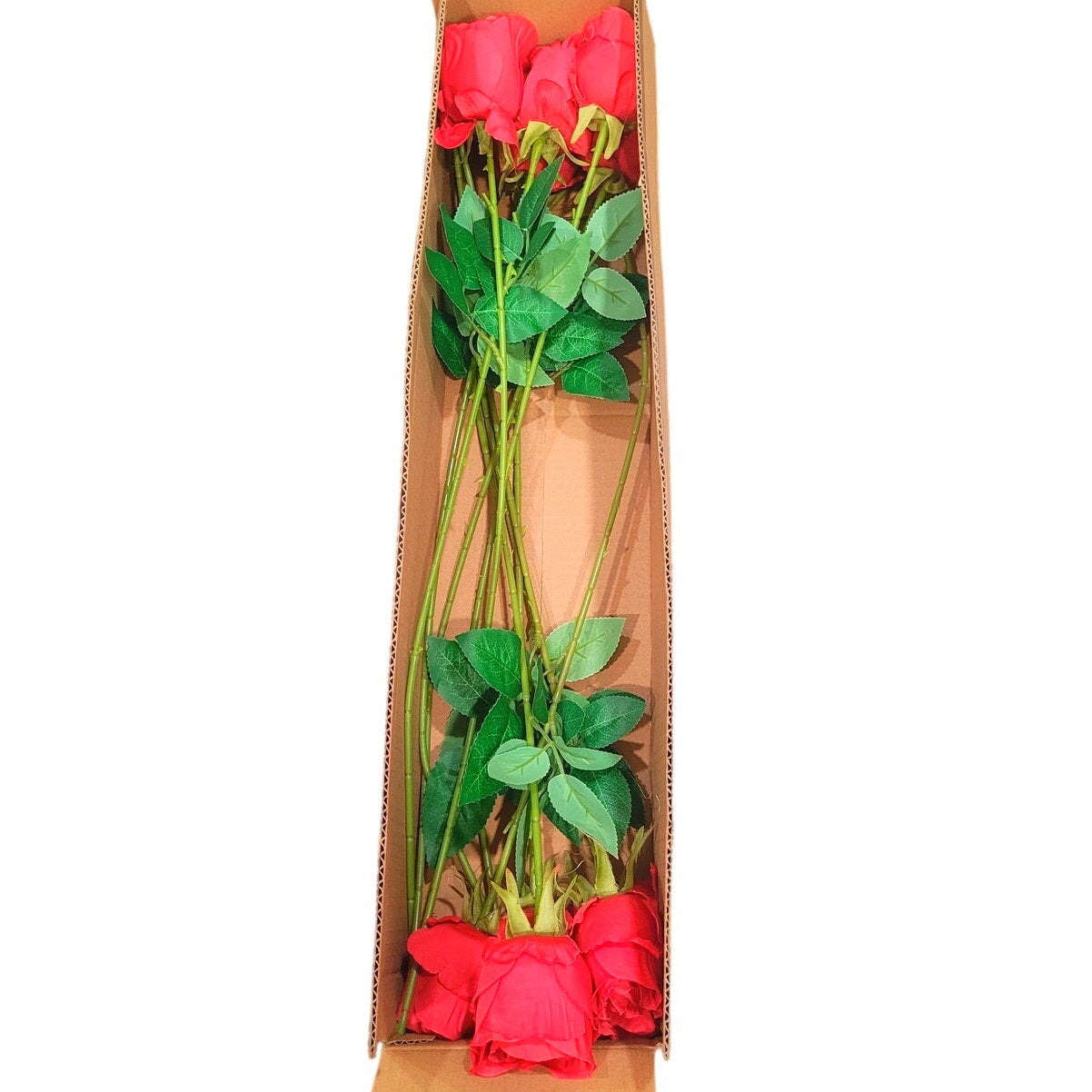 10pcs Red Roses Artificial Flowers Long Stem – Silk Petals, Realistic Look