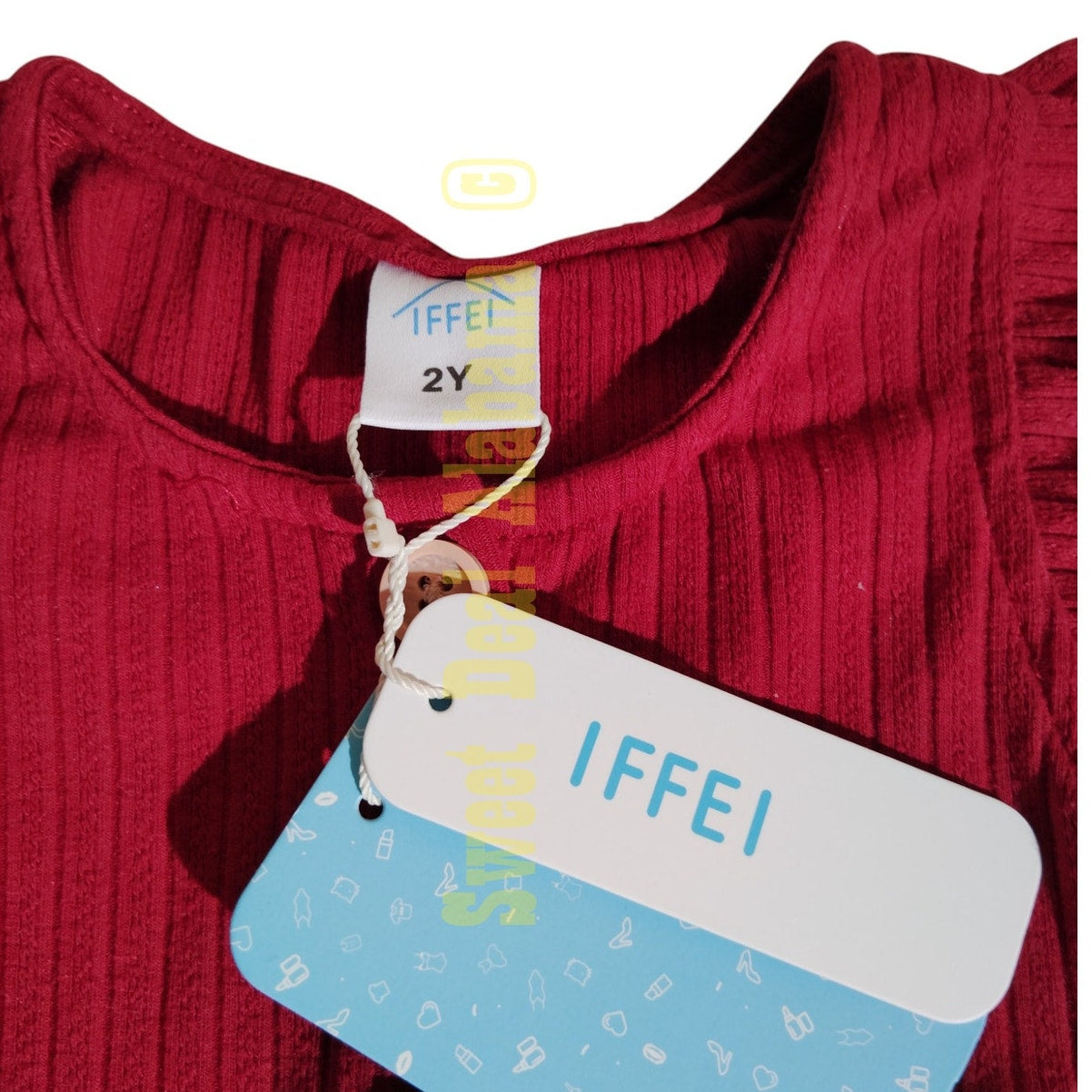 IFFEI 2Y Cotton Dress w/ Ruffle Sleeves, 2T 34"-37" Tall 28-30 Lbs, 18.9" Length