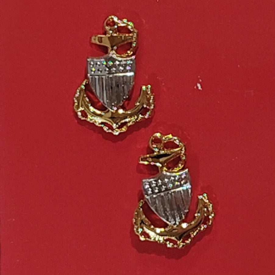 Coast Guard Collar Device – E7 Chief Petty Officer – Gold & Silver Finish – 7/16" x 1"