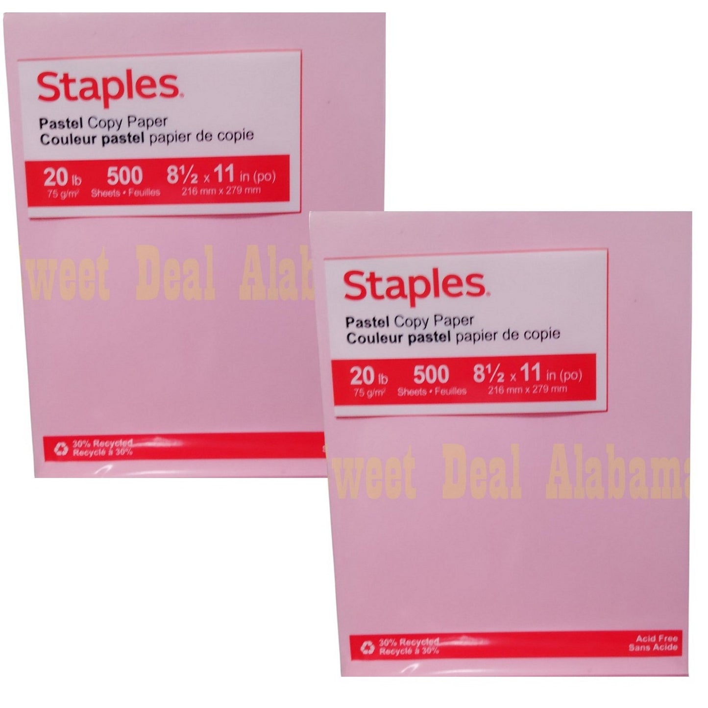 2 Reams, 1000 Pages, Staples Pastel Pink Copy Paper 8-1/2" X 11" No.14779