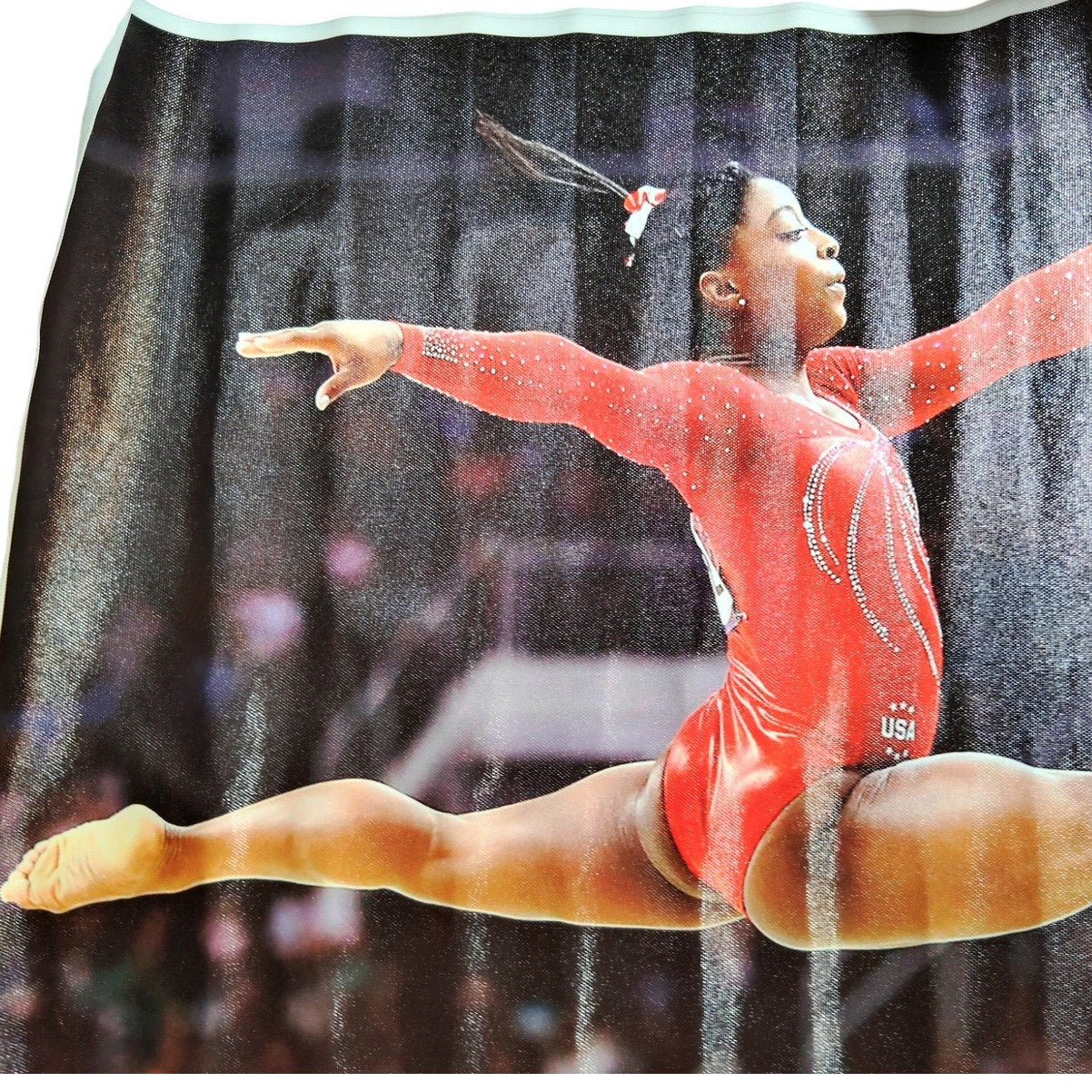 Simone Biles Canvas Print – USA Olympic Gymnastics, 24x16" Unframed, Red Leotard Performance Pose