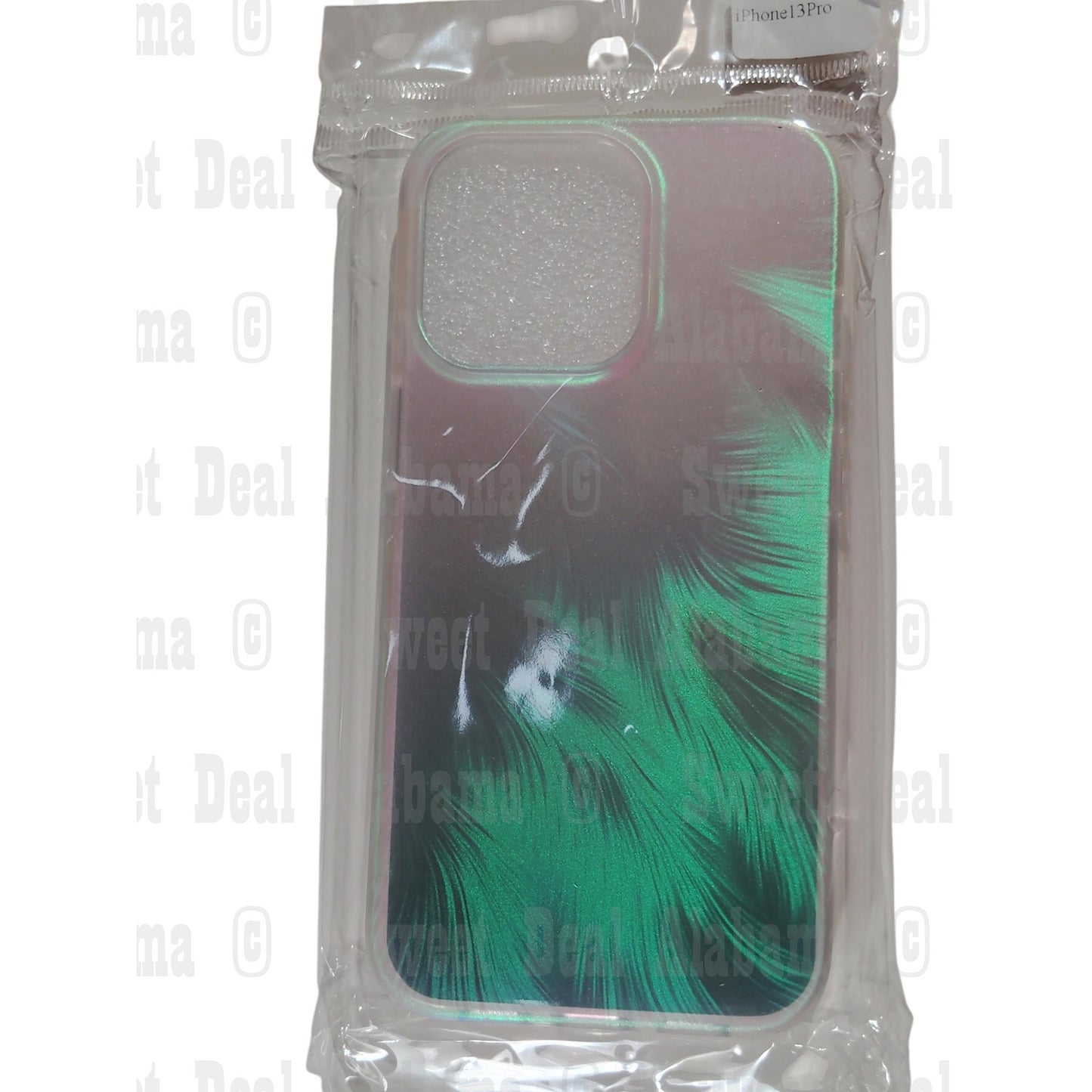 Skylmw Case For iPhone 13 Pro, Green DT Hologram (Green Brush Strokes)