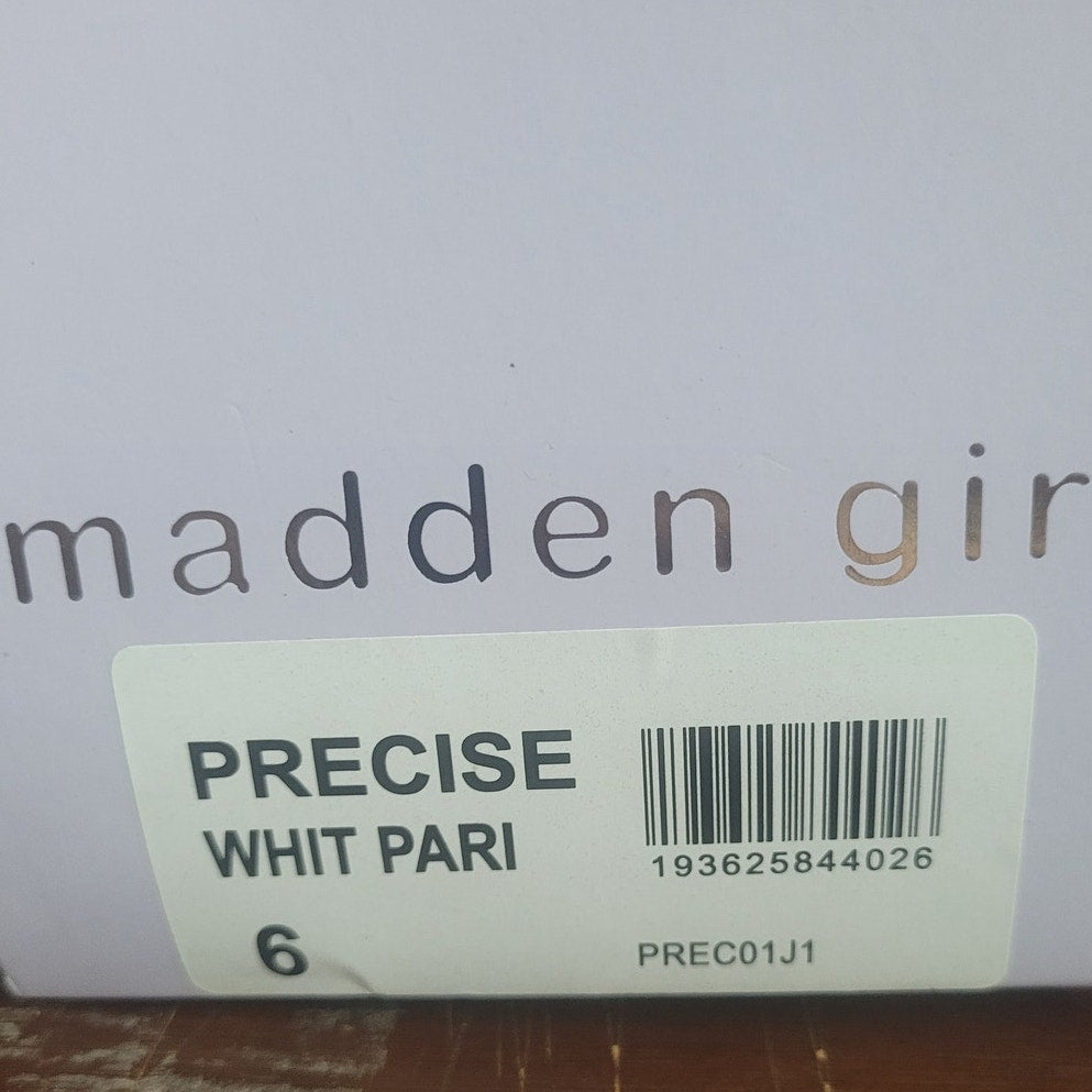 Madden Girl Precise Sandal – White Paris, Women’s 6, Braided Thong Flat Slip-On