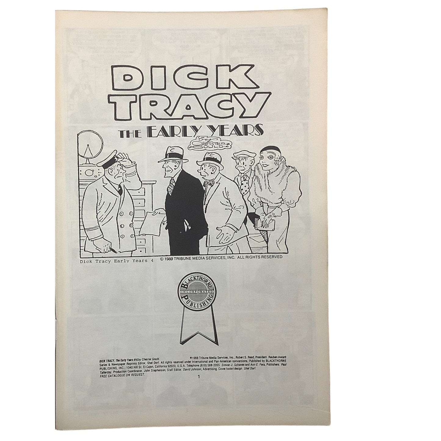 Dick Tracy The Early Years #4, Blackthorne Publishing Comic Book, 1988