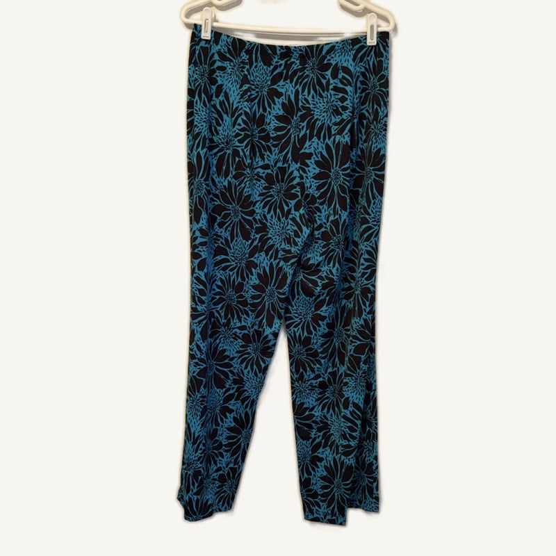 Lane Bryant Salon Studio 3-Piece Teal Floral Tank Pants Cardigan Set L/14-16