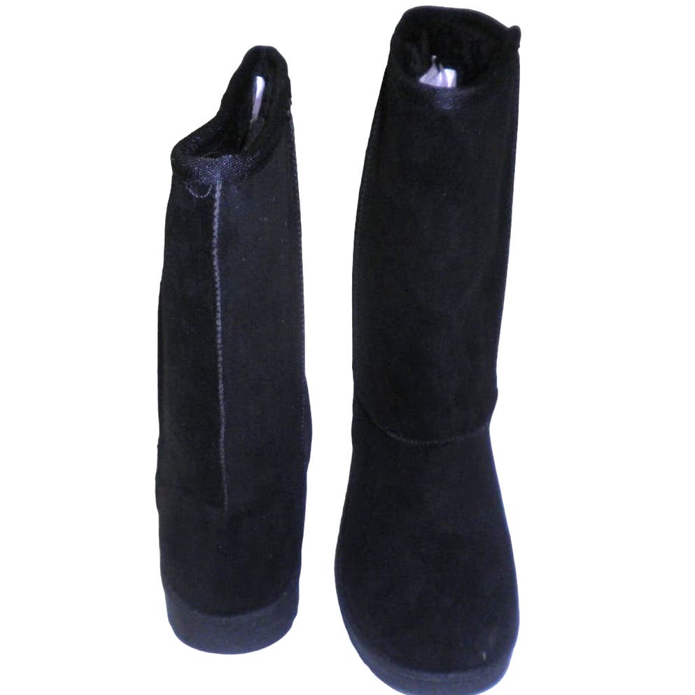 Women's Cold Weather Boots, Mid Calf, Fur Lined, Black, Size 9, Snow Boots