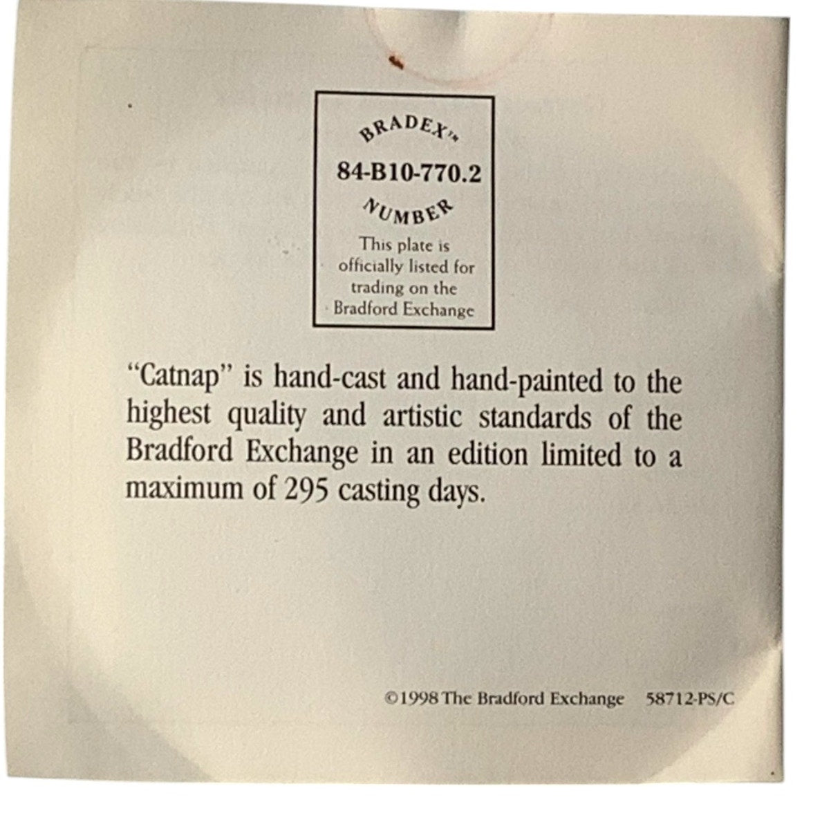 Collector's Sculptural Plate: 3D Catnap, Unexpected Guests P Weirs, BradEx 1998