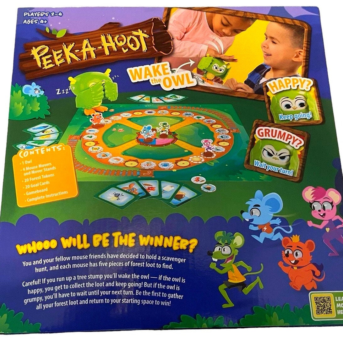 Peek-A-Hoot, Hoot - Owl Board Game for Kids, Ages 4+, Race to Collect Your Loot
