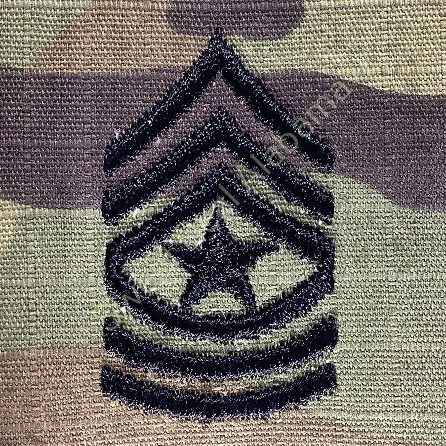 U.S. Army E9 Sergeant Major OCP Rank Insignia, Multi-Camo, 2x2, Hook-n-Loop Back