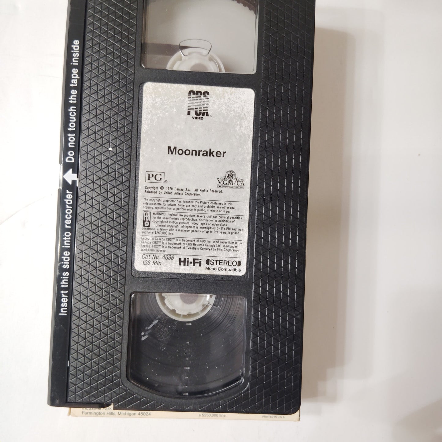 Moonraker VHS 1979 (1984 CBS/FOX Release) Roger Moore James Bond Action Sci‑Fi
