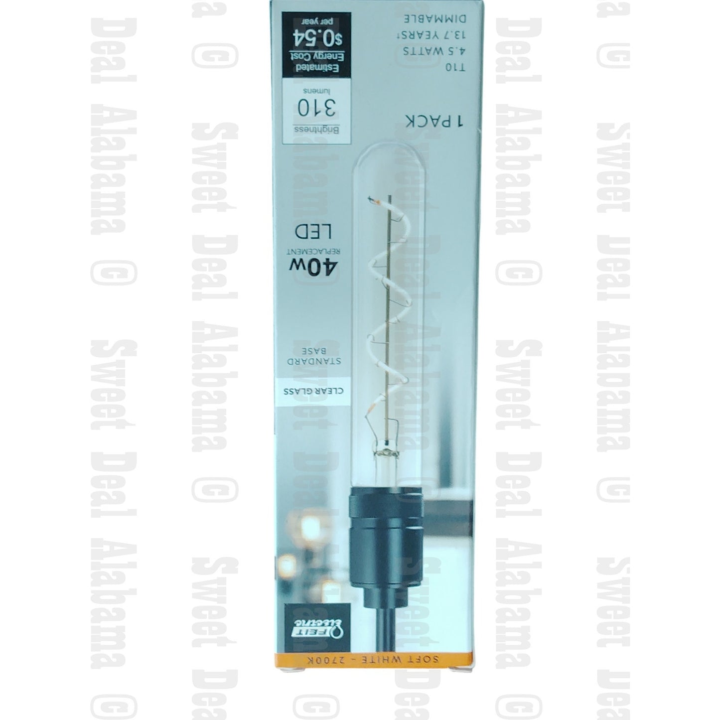 Feit Electric 18229 LED Vintage Filament Bulb, T10, 40W Equivalent, Dimmable