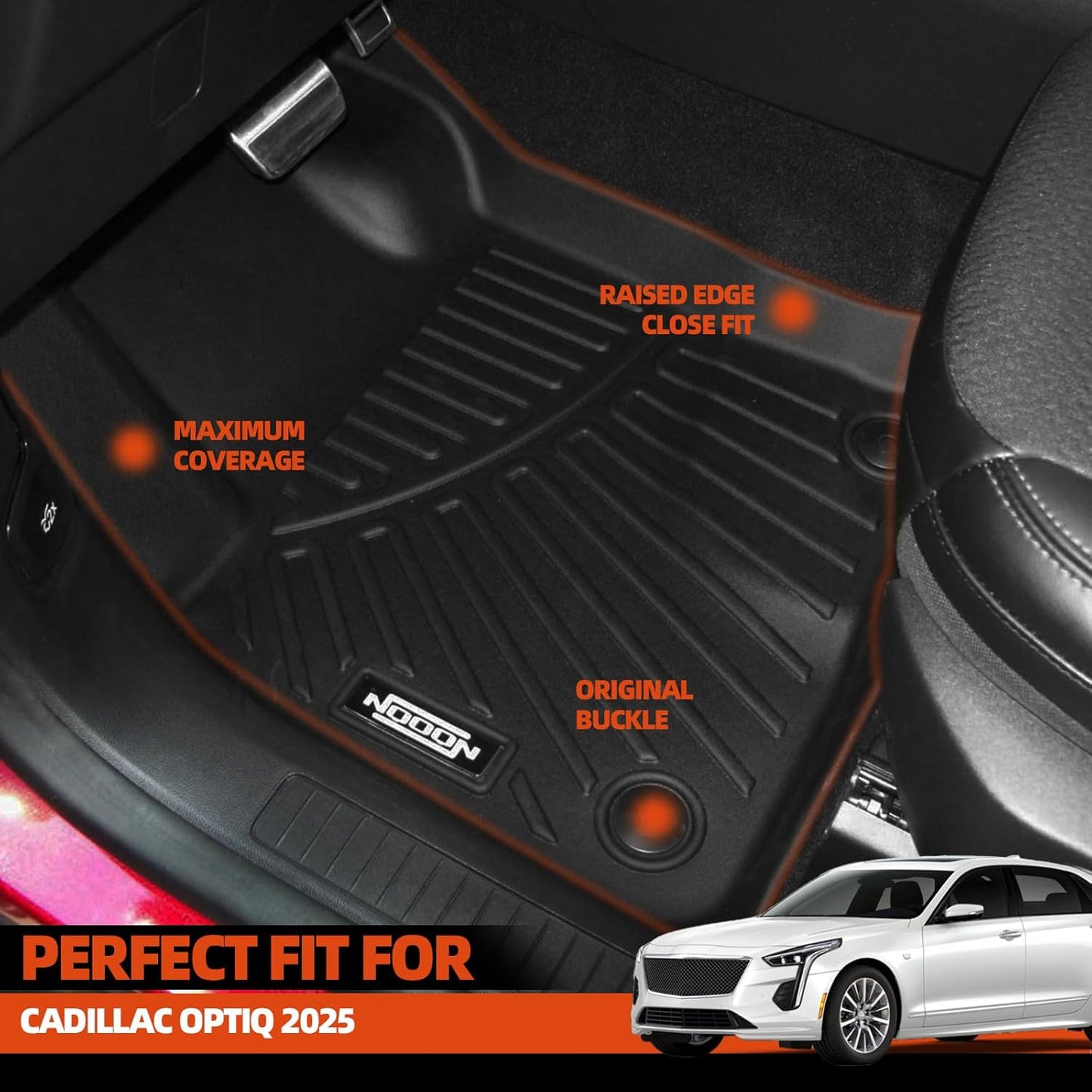 All-Weather Floor Mats & Cargo Liner Fits 2025 Cadillac Optiq, Black TPE 4PC Set