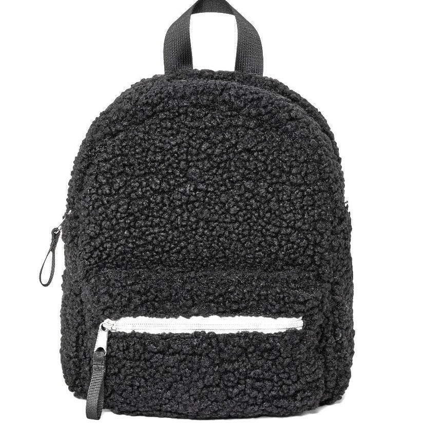 Kids' Mini Faux Shearling Backpack – Art Class™ Black – Lightweight Design, Ages 3–11, Recycled Poly