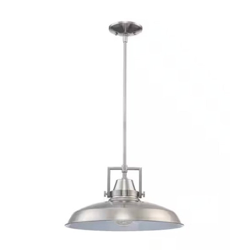 Wilhelm 16" Brushed Nickel Industrial Farmhouse Metal Pendant Light Fixture